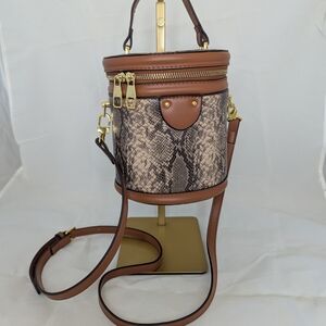 Brown and Tan Snake Print Women Bag